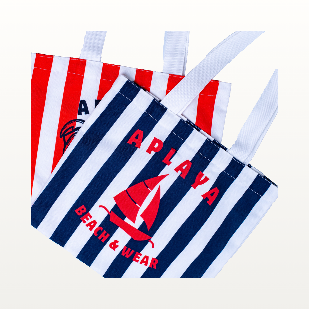 APLAYA Striped Paraw Tote Bag - Navy & White Canvas